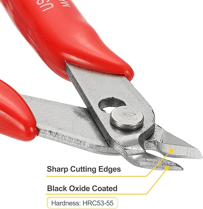 HARFINGTON 5" Flush Cut Pliers Precision Thicker Wire Cutter Side Cutter Diagonal Cutting Pliers for Jewelry Model Electronic 3D Print, Red