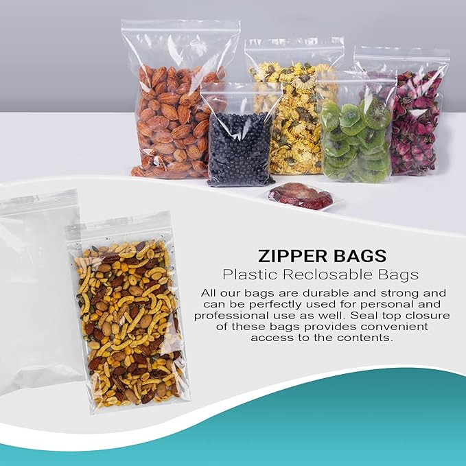 APQ Clear Plastic Reclosable Zipper Bags, 6 x 12 Inches. Pack of 1000 Reclosable Plastic Bags with Zipper Closure. 2 Mil Plastic Jewelry Bags. Waterproof Reclosable Zip Bags for Industrial Use