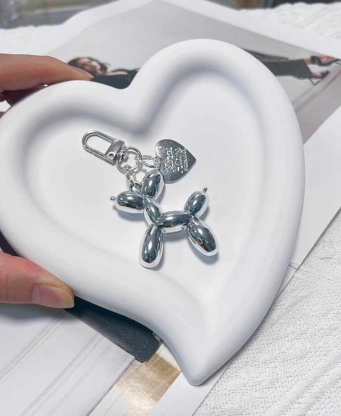LAEKOU Jelly Balloon Dog Design Keychain for Women, Cute Girls Key Chain, Bag Charms Accessories for Car Purse Backpack