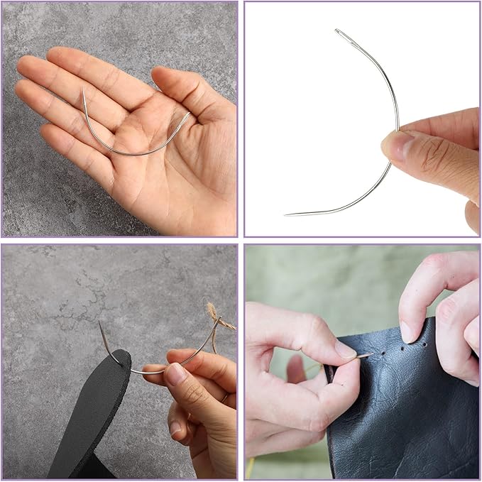 14PCS Curved Needles Sewing 7 Sizes C-Type Weaving Upholstery Needle with Sharp Tips Heavy-Duty Hand Sewing Repair Needles for Carpet Canvas Repairing Blocking Knitting Modelling Crafts(14)