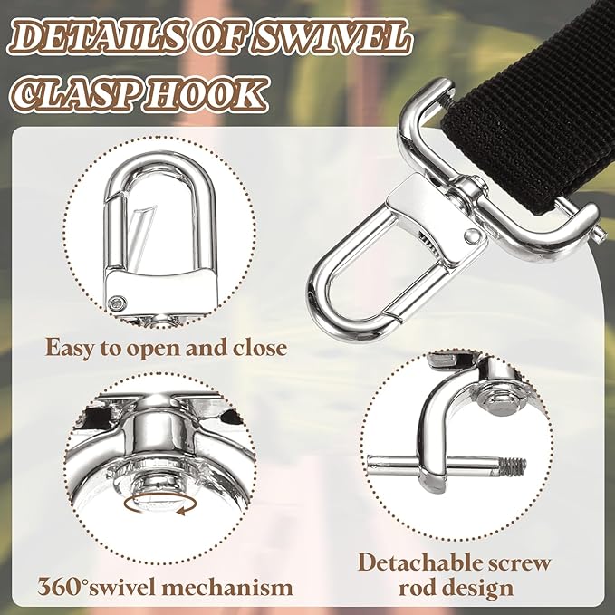 PATIKIL 1/2 Inch Swivel Clasp Hooks, 2 Pcs Detachable Snap Hook with Screw Bar, Swivel Lobster Claw Clasps for Bag Strap Replacement Purse Lanyard DIY Craft Hardware, Silver