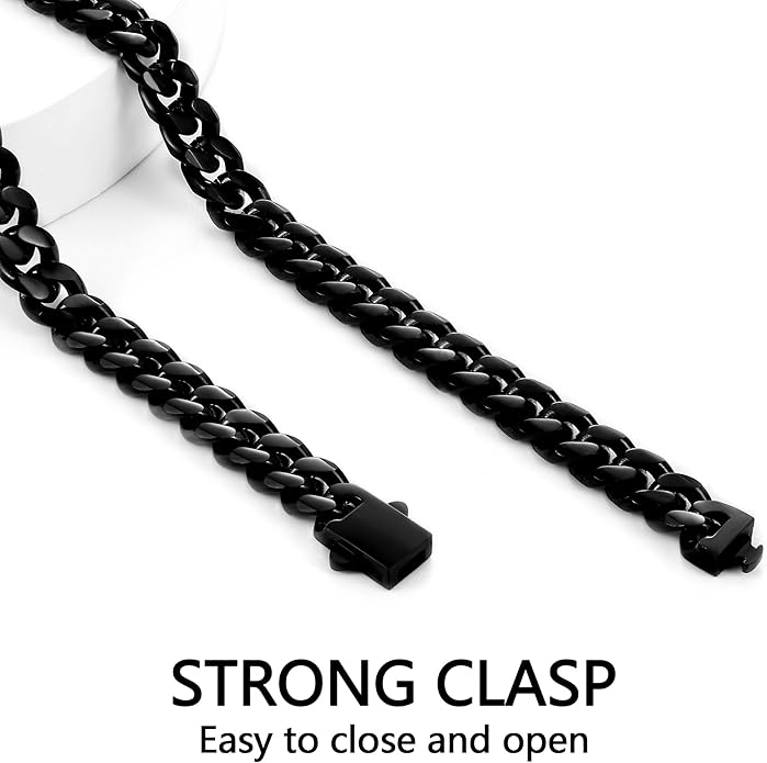 Fiusem 3.5mm Cuban Link Chains for Men, Silver Tone/Black/14K Gold Plated Stainless Steel Necklace Chain, Mens Necklace 16, 18, 20, 22, 24, 26, 28 Inch