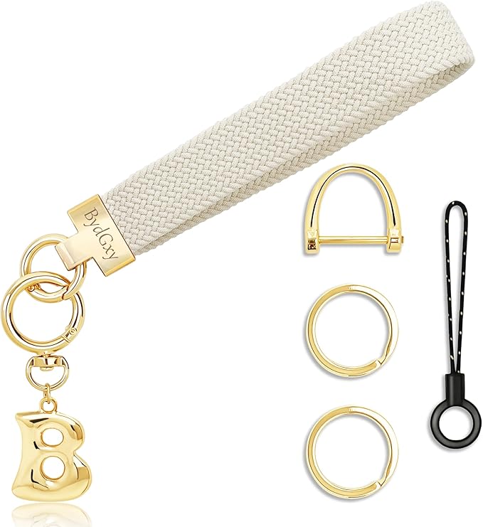 Stretchy Wristlet Initial Keychain, Key Chains Women Cute with Keyring, Llaveros para Mujer, Car Key Accessories