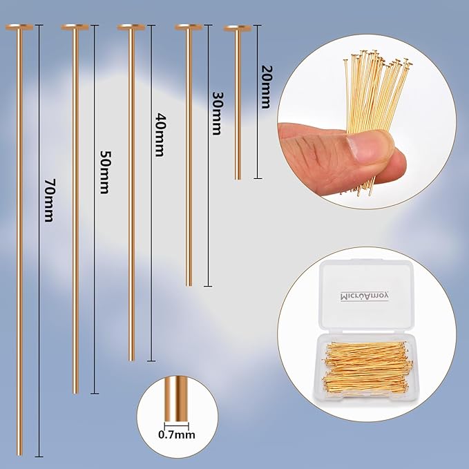 150pcs 18K Gold Filled Flat Head Pins Non Tarnish Craft Earring Bracelet Jewelry Making Accessories Supplies (30mm (1.18in), Gold-Flat Head Pin)
