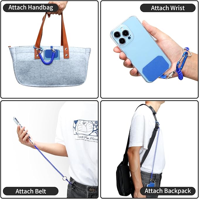 Phone Lanyard - Anti Theft & Drop Protection for iPhone, Most Cell Phones - Black & Blue