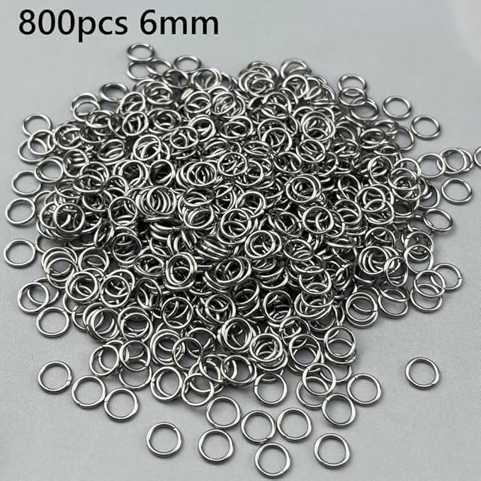 800pcs 6mm Stainless Steel Jump Rings Connector Rings for DIY Craft Jewelry Making Necklaces Bracelet Earrings Keychains
