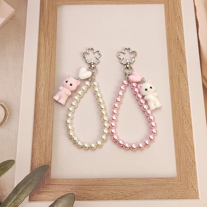 Cute Pink Keychain,Fuzzy Cat Keychain Aesthetic Y2K KeychainStylish KeychainsAccessories