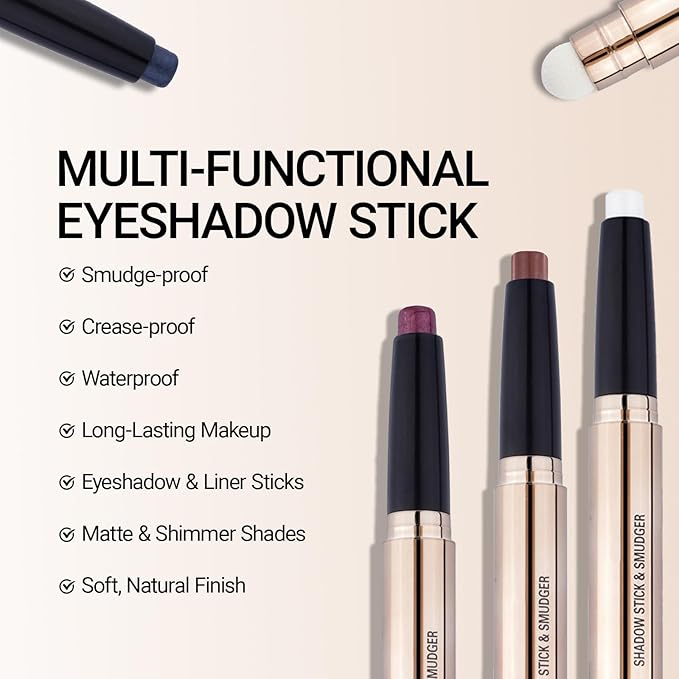 Erinde Waterproof Cream Eyeshadow Stick, Silver White Shimmer Eye Shadow Sticks, Cream to Powder Eyeshadow Crayon, Buildable & Blendable Long-Lasting Eye Shadow Stick, Vegan & Cruelty-Free, C01