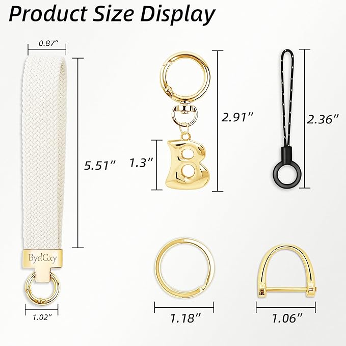 Stretchy Wristlet Initial Keychain, Key Chains Women Cute with Keyring, Llaveros para Mujer, Car Key Accessories