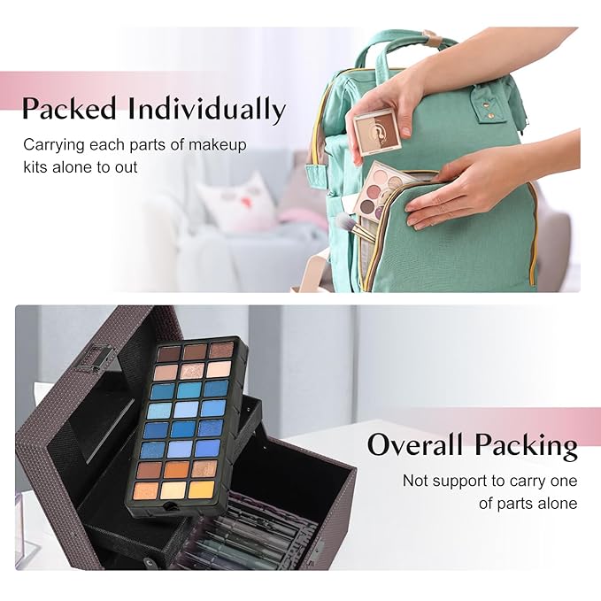 Color Nymph Girls Makeup Kits For Teens, Beginners Makeup Kit All In One Makeup Set For Teenager Full Kit Girls Make Up Kit With Train Case 18 color eyeshadow 4 color glitter & lipgloss - Pink