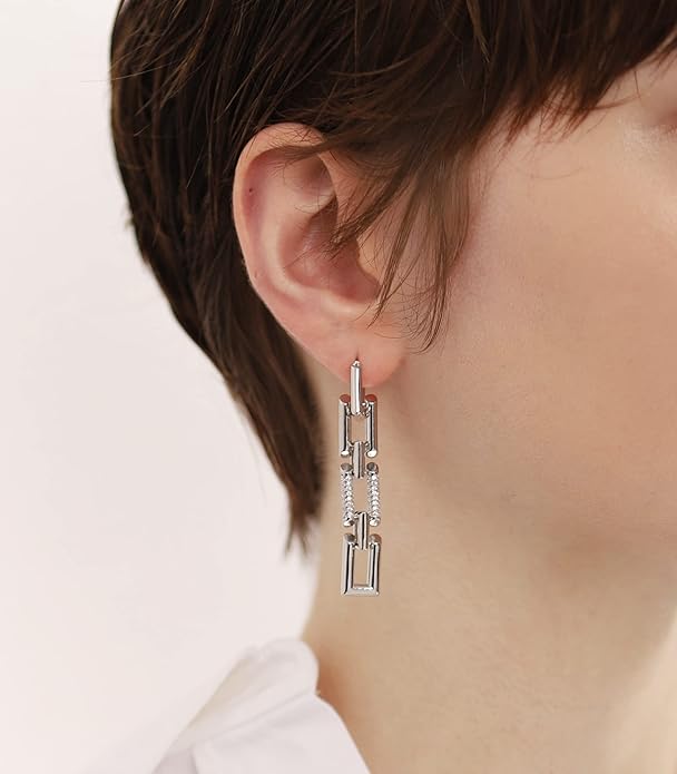 OZEL 14K Gold & Silver Plated Paperclip Chain Earrings with Cubic Zirconia – Dangle, Hoop, Huggie, Stud Styles – Women’s Fashion Jewelry Gift