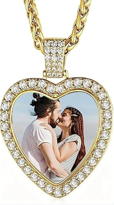 CLYLIFE Picture Necklace Personalized Photo,Custom Disc/Heart Pendant for Men Women Dad Mom Customized Necklace with Chain Photos Memorial Gifts for Mother's Day, Birthday, Anniversary