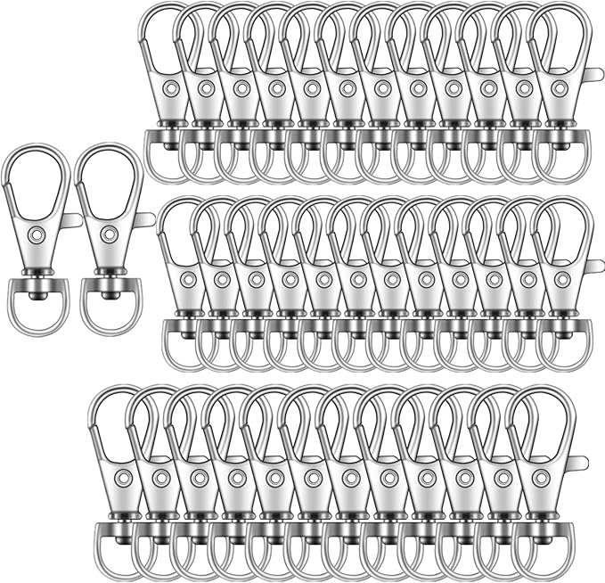 50PCS Key Chain Clip Hooks, Swivel Clasps Lanyard Snap Hook, Keychain Hooks for Lanyard Key Rings Crafting Silver