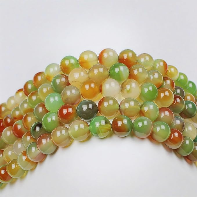 MJDCB Natural Peacock Agate Beads Red Green Agate Beads Round Stone Beads for DIY Necklace Bracelat Jewelry Making Strand 15" (12mm)