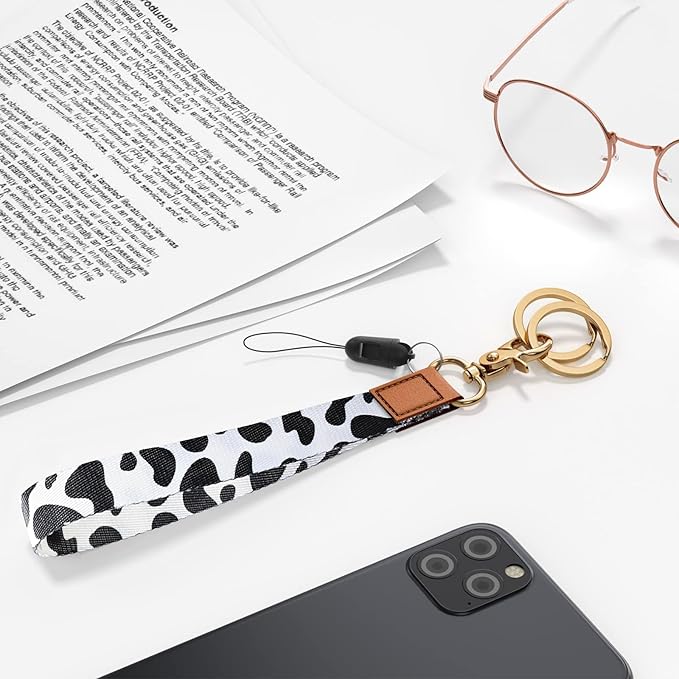 Cool Leopard Wristlet Keychain, Wrist Lanyard Key Chain For Women Men Car Keys Id Holder Card Phone Wallet Camera