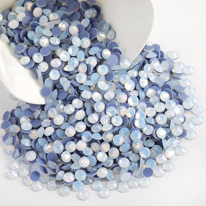 Beadsland Hotfix Rhinestones, 2880pcs Crystal Rhinestones for Crafts Clothes DIY Decoration, White Opal, SS8, 2.3-2.5mm