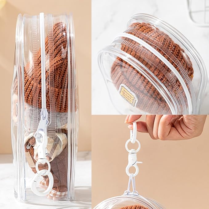 Large Clear Figure Display Bag with Keychain Case Blind Box Keychain Carrying Case Lipstick Charm for Collectibles