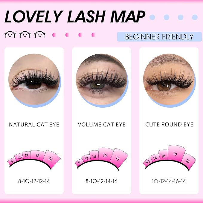 Lash Clusters Kit Wispy Lash Clusters Kit Cluster Eyelash Extensions 8-18mm Lash Extension Kit Eyelash Cluster Eyelash Extensions Clusters with Soft Thin Band Waterproof DIY Individual Lashes