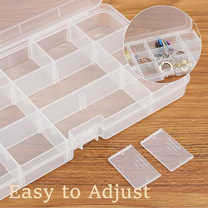 4PACK Extra Thick Bead Organizers, Mini Clear Plastic Storage Box Craft Containers for Nail jewelry rhinestones DIY Supply Case