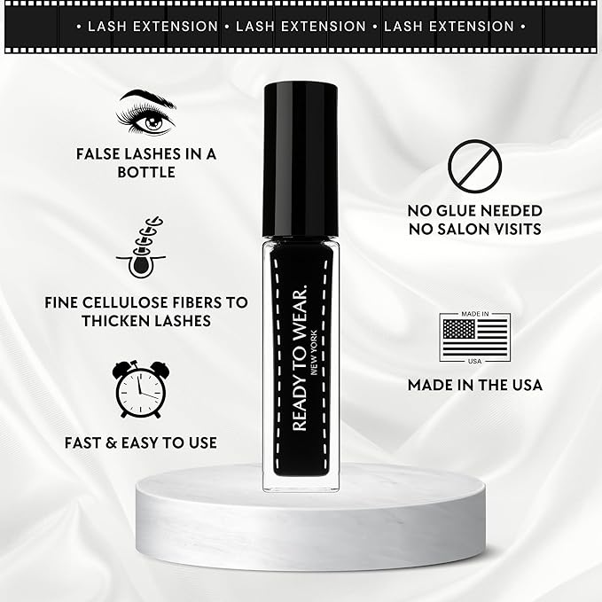 Ready To Wear Lash Extension - Fine DRY Fibers to Extend Lashes, Instantly Volumize & Elongate - No Glue Needed (Must use with Mascara)