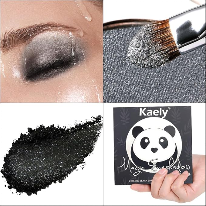 evpct 9 Colors Silver Gray Glitter Eyeshadow Palette, Black Smokey Grey and Silver White Sparkle Glitter Shimmer Shiny Eye Shadow Palette Makeup for older Women, Goth Gothic Highly Pigmented Eyeshadow
