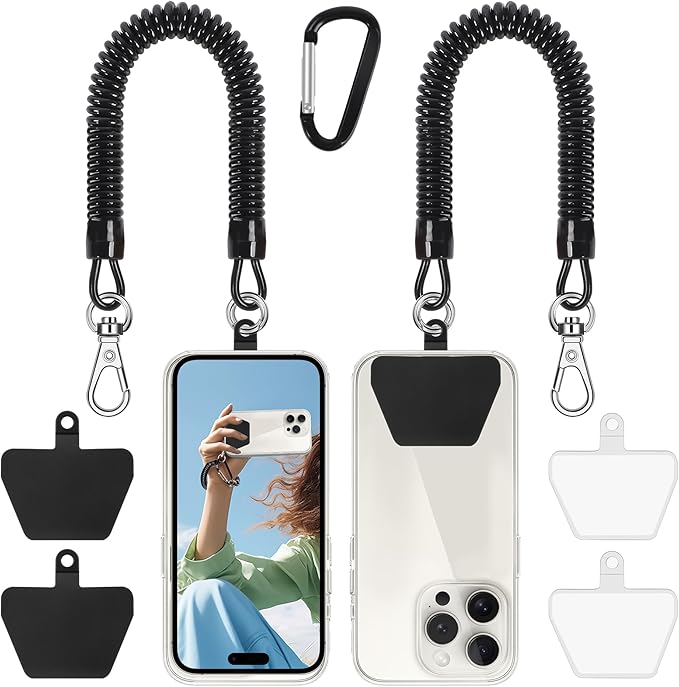Doormoon Phone Lanyard Tether with 4 TPU Patch, Cell Phone Lanyard with 2 Phone Tether, 4 TPU Patch for Outdoor Hiking Climbing