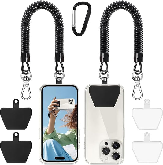 Doormoon Phone Lanyard Tether with 4 TPU Patch, Cell Phone Lanyard with 2 Phone Tether, 4 TPU Patch for Outdoor Hiking Climbing