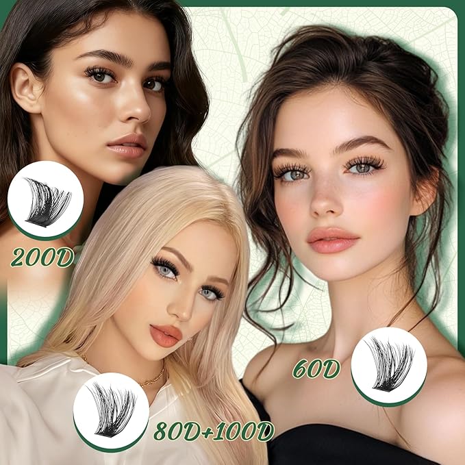 Lash Clusters 182Pcs Eyelash Clusters KEYYOU 200D D Curl 9-18MIX Clusters Lashes Thick Super Soft Wispy DIY Eyelash Extension at Home(200D-D,9-18MIX)