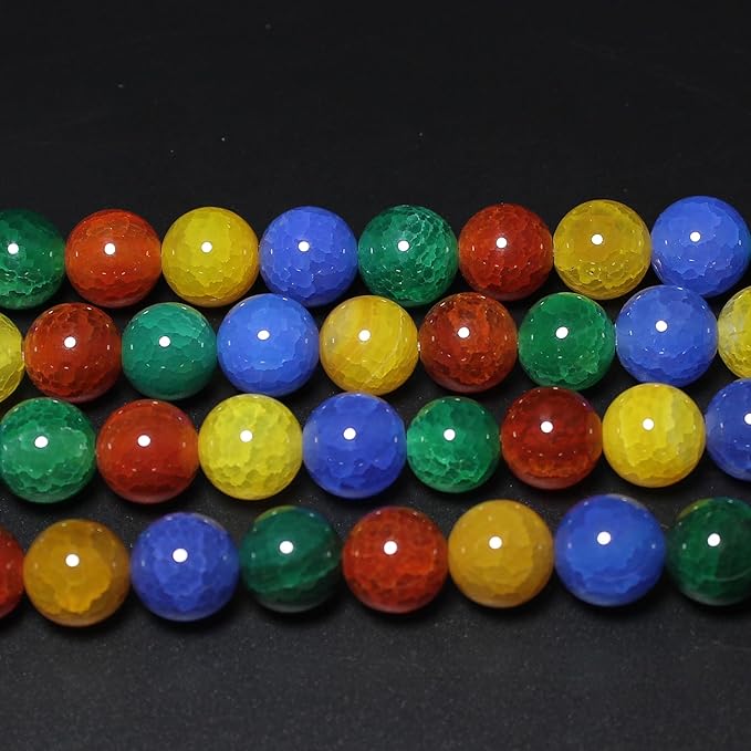 MJDCB Natural Stone Beads 6mm 60pcs Round Mixed Color Dragon Vein Agate Loose Gemstone Bead Charms for Jewelry Making Bracelet Necklace Earring Pendant