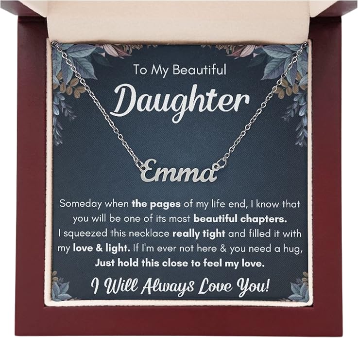 To My Beautiful Daughter Necklace from Mom & Dad | Cubic Zirconia Pendant with Heartfelt Message Card & Gift Box | Daughter Birthday, Graduation, Christmas Jewelry Gift from Parents