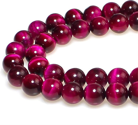 MJDCB Stone Beads 4mm 85pcs Round Rose Red Tiger's Eye Loose Gemstone Bead Charms for Jewelry Making Bracelet Necklace Earring Pendant