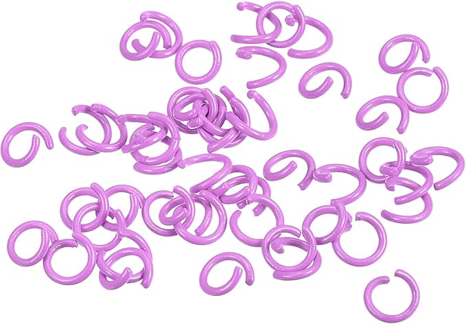 uxcell Open Jump Rings, 8mm Colorful O-Ring Connectors for DIY Crafts Jewelry Making, Carbon Steel, Purple, 200Pcs