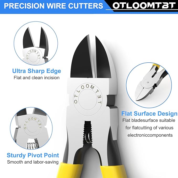 6-In and 5-In 2 PCS Ultra Sharp Compact Wire Cutters with Long Flat Nose Pliers Ideal for Cutting Crafts, Flowers, Plastics, Appliances and Any Clean Cutting Needs Powerful Wire Cutter