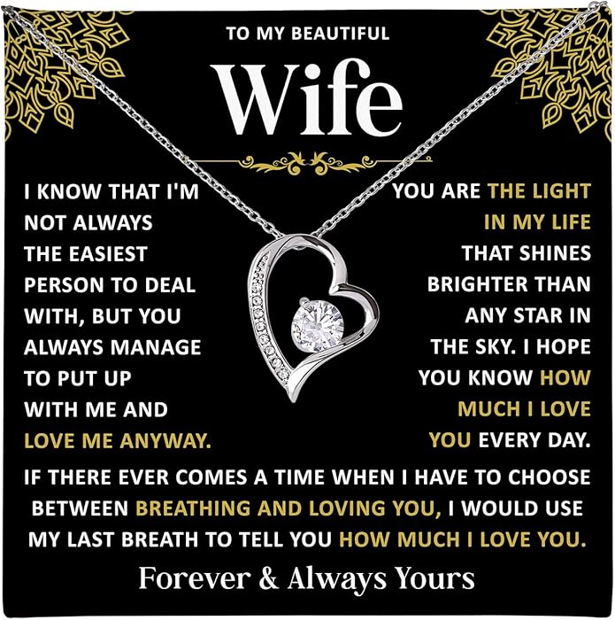 Mapileng To My Wife – Love Knot Necklace from Husband with Heartfelt Message Card & Elegant Luxury Gift Box, A Meaningful Romantic Jewelry Gift for Anniversary, Birthday, Wedding, Christmas