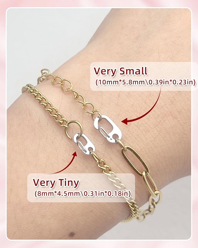 10Pcs Oval Clasp Carabiner Necklace Clasps and Closures, Spring Ring Clasp Pearl Necklace Enhancer Connector for Jewelry Bracelet Making