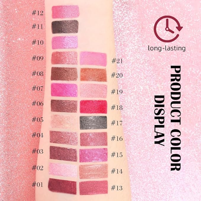 evpct 2Pcs Beige Gold Mature Red Metallic Glitter Lip Liner and Lipstick Combo, Shimmery Lip Gloss Stain Set Makeup for Women LongLasting Waterproof, Metallic Shimmer Iridescent Glossy Liquid Lipstick