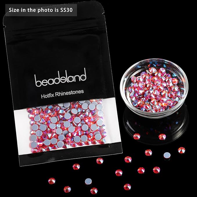 Beadsland Hotfix Rhinestones, 1440pcs Flatback Crystal Rhinestones for Crafts Clothes DIY Decorations, Hyacinth AB, SS12, 3.0-3.2mm