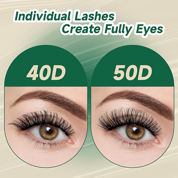 DIY Lash Extension Kit 280pcs Individual Lashes D Curl Eyelash Extension Kit 40D+50D 9-16Mix Natural Lash Clusters with Lash Bond and Seal and Lash Applicator for DIY at Home（KIT-40D50D-0.07D-9-16Mix）