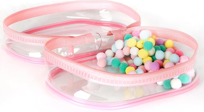 CHICHO Clear Figure Display Bag with White Hairball Keychain, Portable Doll Storage Bag Hanging Blind Box Organizer Zipper Closure