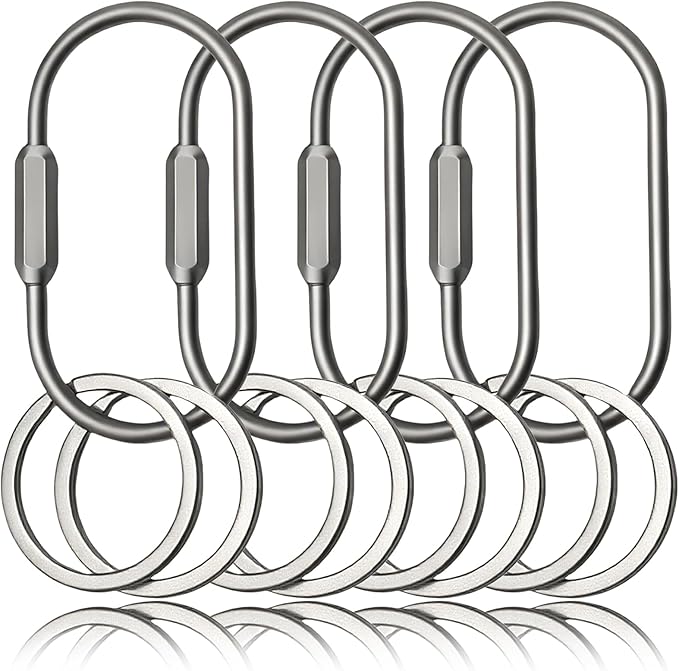 Locking Key Rings,Carabiner Keychain Clip for Keys,Purse Bag Charms Holder for Handbags,Screw Lock Key Organizer,Brass