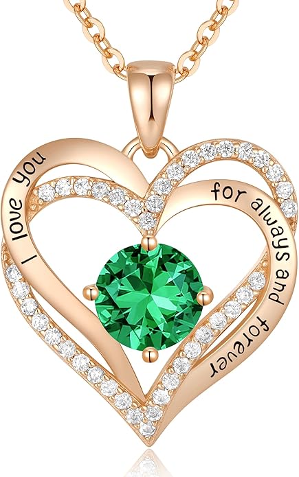 CDE Forever Love Heart Necklaces for Women, Wedding Anniversary, Birthday Mothers Day Christmas Day Gifts for Mom, Mother, Wife, friend, S925 Silver Jewelry with Birthstone Pendant