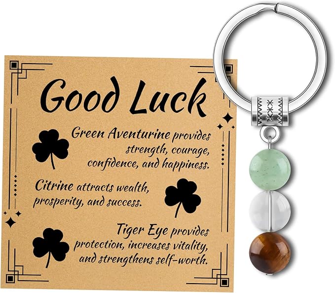 Good Luck Gifts Crystal Keychain for Women Men Relief Stress Anxiety Recovery Gift Inspirational Jewelry for Friends Sister Daughter New Job Promotion Leaving Gifts for Coworker Christmas Graduation