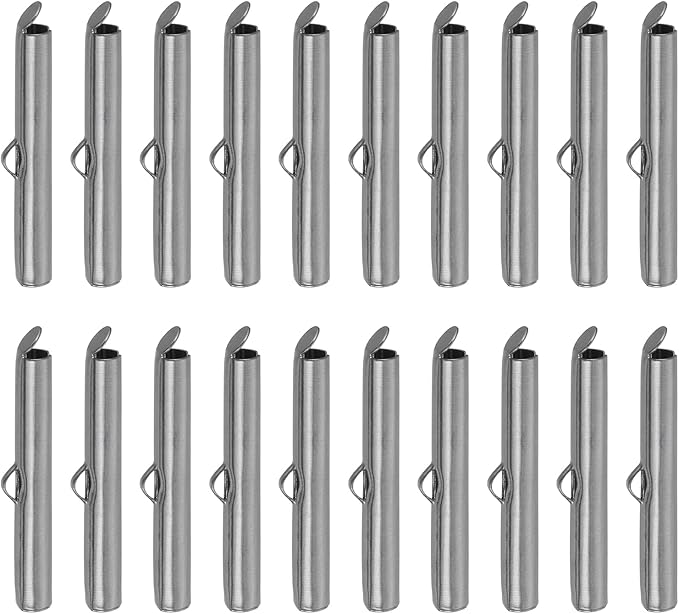 uxcell 100Pcs Slide on End Clasps, 30mm Tube Ball Bead Slider Crimp Ends for Multi-Strand DIY Craft Making, Metallic Black