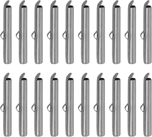 uxcell 100Pcs Slide on End Clasps, 30mm Tube Ball Bead Slider Crimp Ends for Multi-Strand DIY Craft Making, Metallic Black