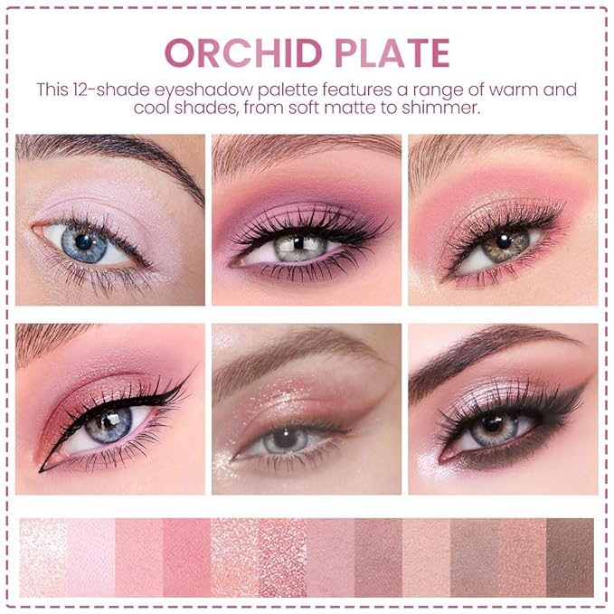 AMY'S DIARY 12Color Light Pink Purple Eyeshadow Palette, Long-Lasting, and Highly Pigmented. Elevate Your Eye Makeup– Unleash Your Unique Style (10#)