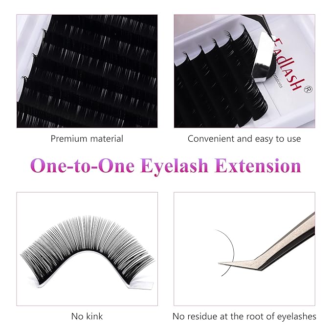 Lash Extension 0.20 Classic Eyelash Extensions J/B/C/CC/D/DD/LC/LD Curl Lash Extensions Individual Lash Extensions Mixed Length 11-19mm Professional Salon Use (0.20-D, 11-19mm)