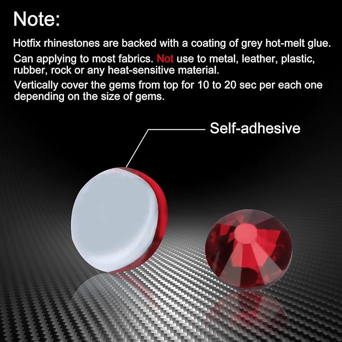 Hot Fix Crystal Flatback Rhinestones Glass Diamantes Gems 6.4mm(30ss 288pcs, Dark Red)