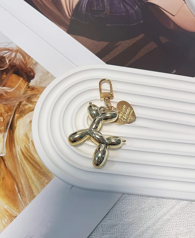LAEKOU Jelly Balloon Dog Design Keychain for Women, Cute Girls Key Chain, Bag Charms Accessories for Car Purse Backpack