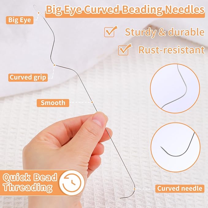 GarfxG Beading Needles Set Includes 4 Pcs Beading Spinning Needles, 100 Pcs Lobster Clasps and 800 Pcs Closed Loops, Beading and Sequin Embroidery Handmade DIY