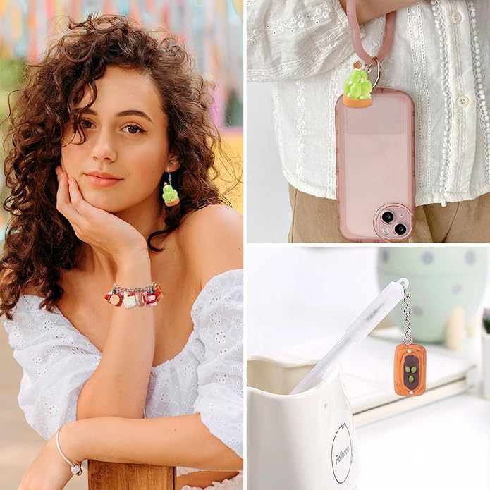 Craftdady Resin Plastic Miniature Food Snack Pendants Charms Ice Drink Juice Pendants Cute Bottle Fruit Keychain Charms Hang Ornament for DIY Craft Earring Bracelet Necklace Jewelry Making